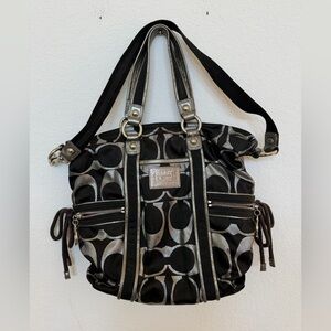 Vintage Coach Poppy Purse Y2K Black and Silver Metallic Bag Purple Lining